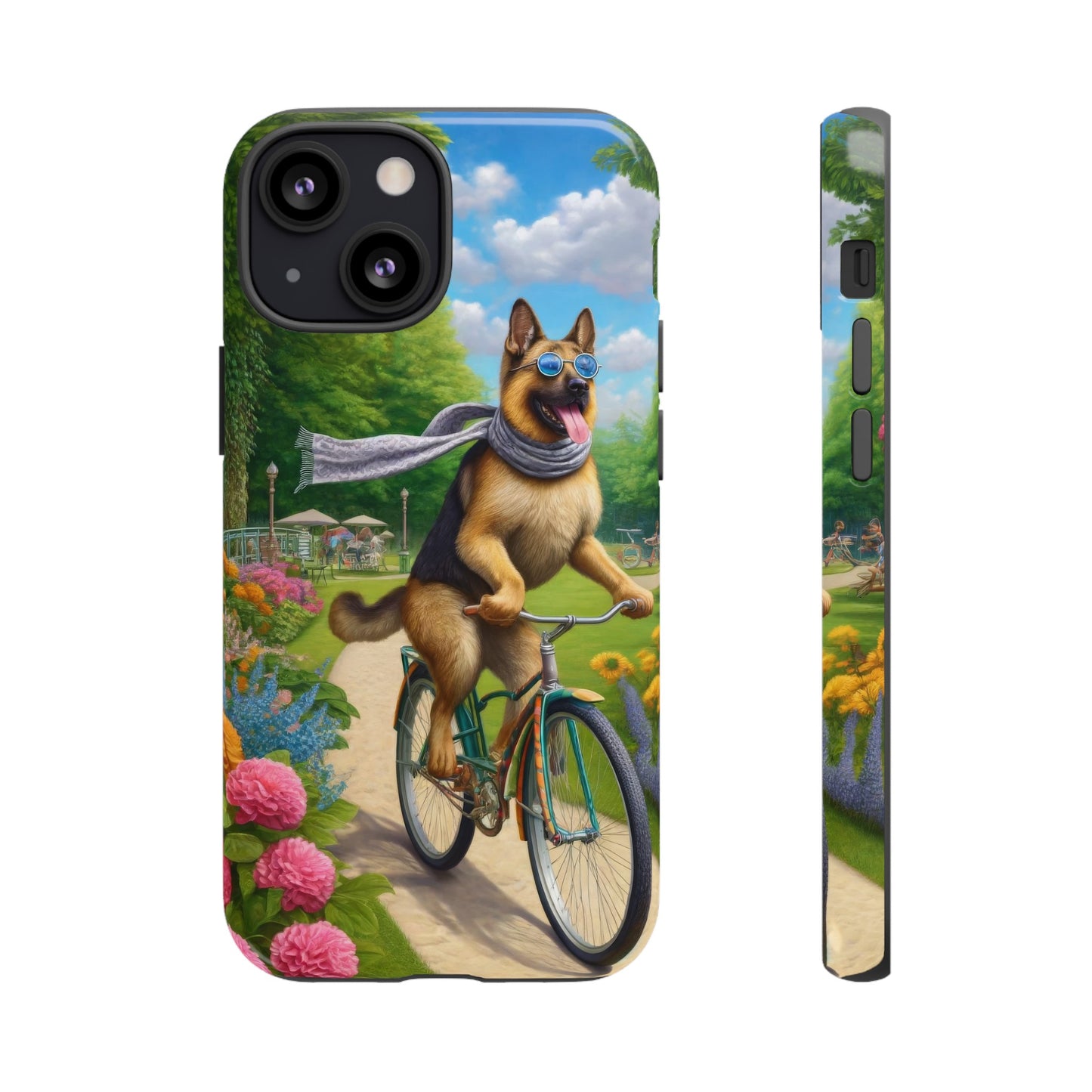 German Shepherd Riding a Bicycle Phone Case