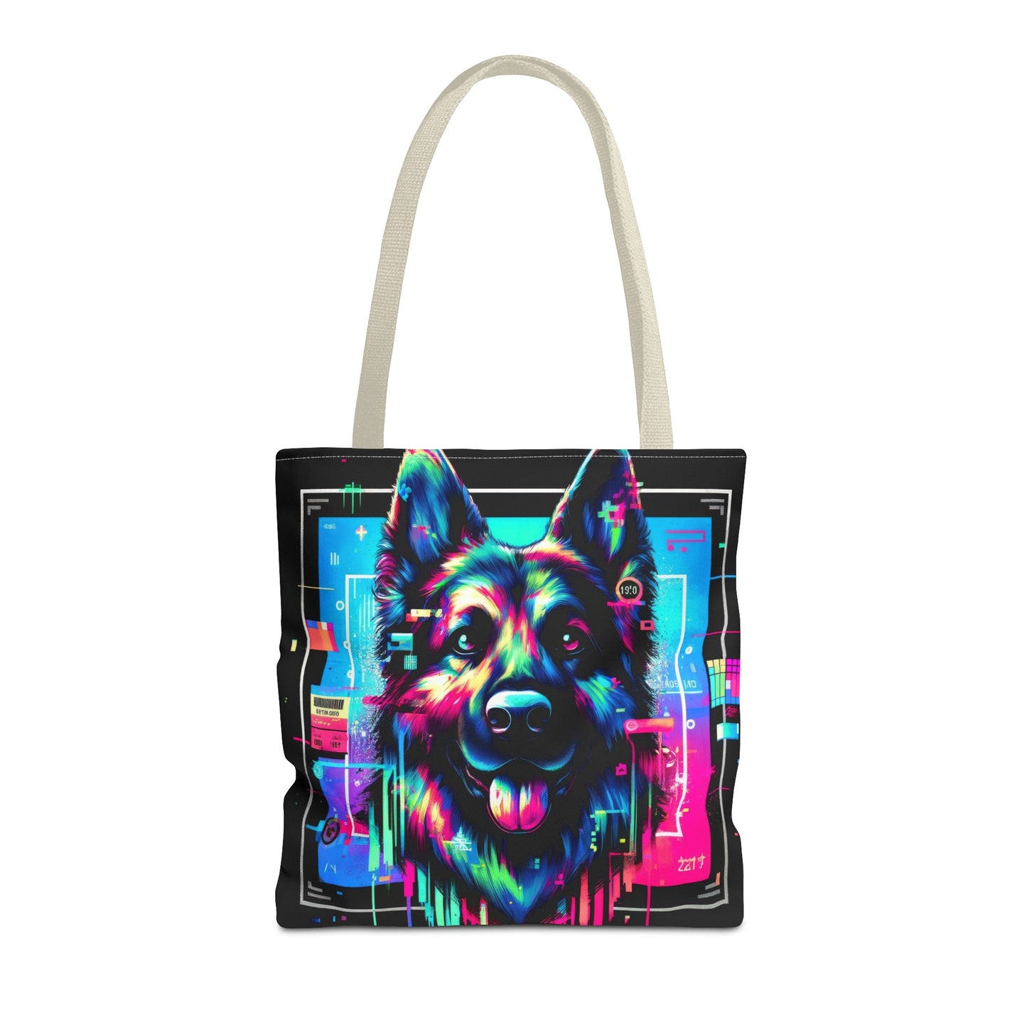 Neon graffiti German Shepherd Tote Bag