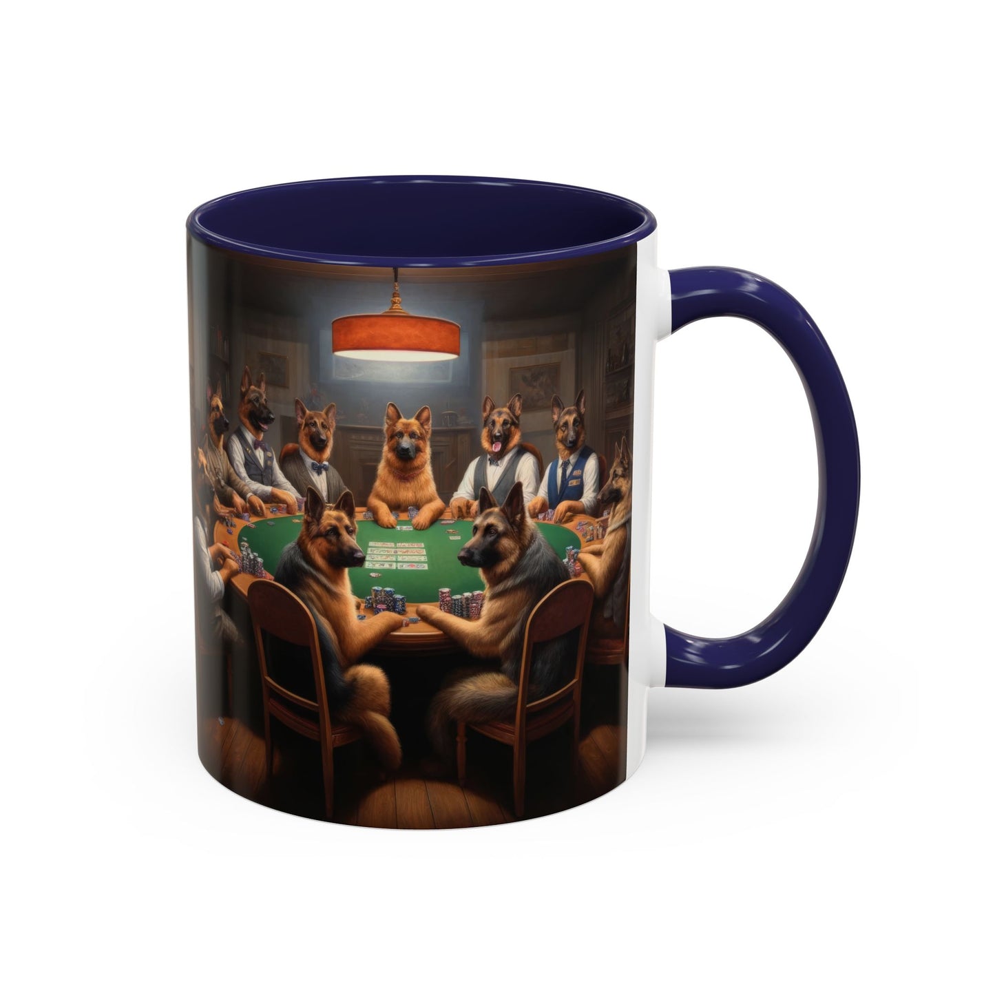 German Shepherds Playing Poker Accent Coffee Mug, 11oz