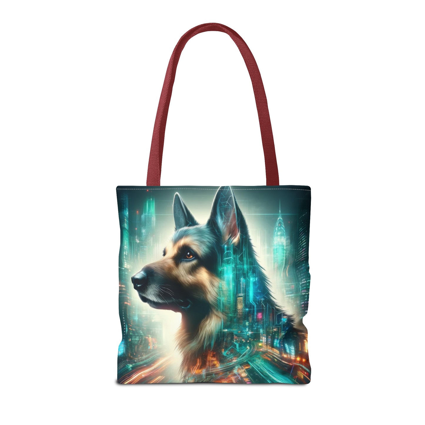 Cyberpunk German Shepherd Tote Bag