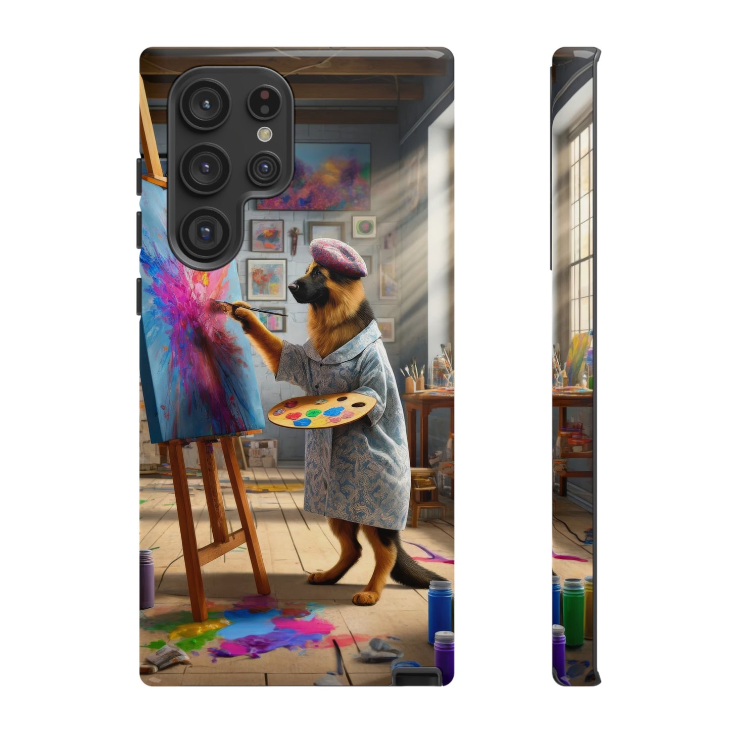 German Shepherd Painting on a Canvas Phone Case