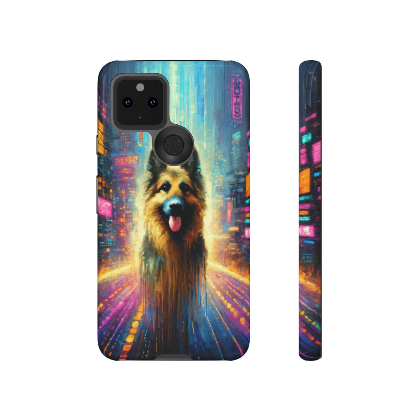 Impressionism meets cyberpunk German Shepherd Phone Case