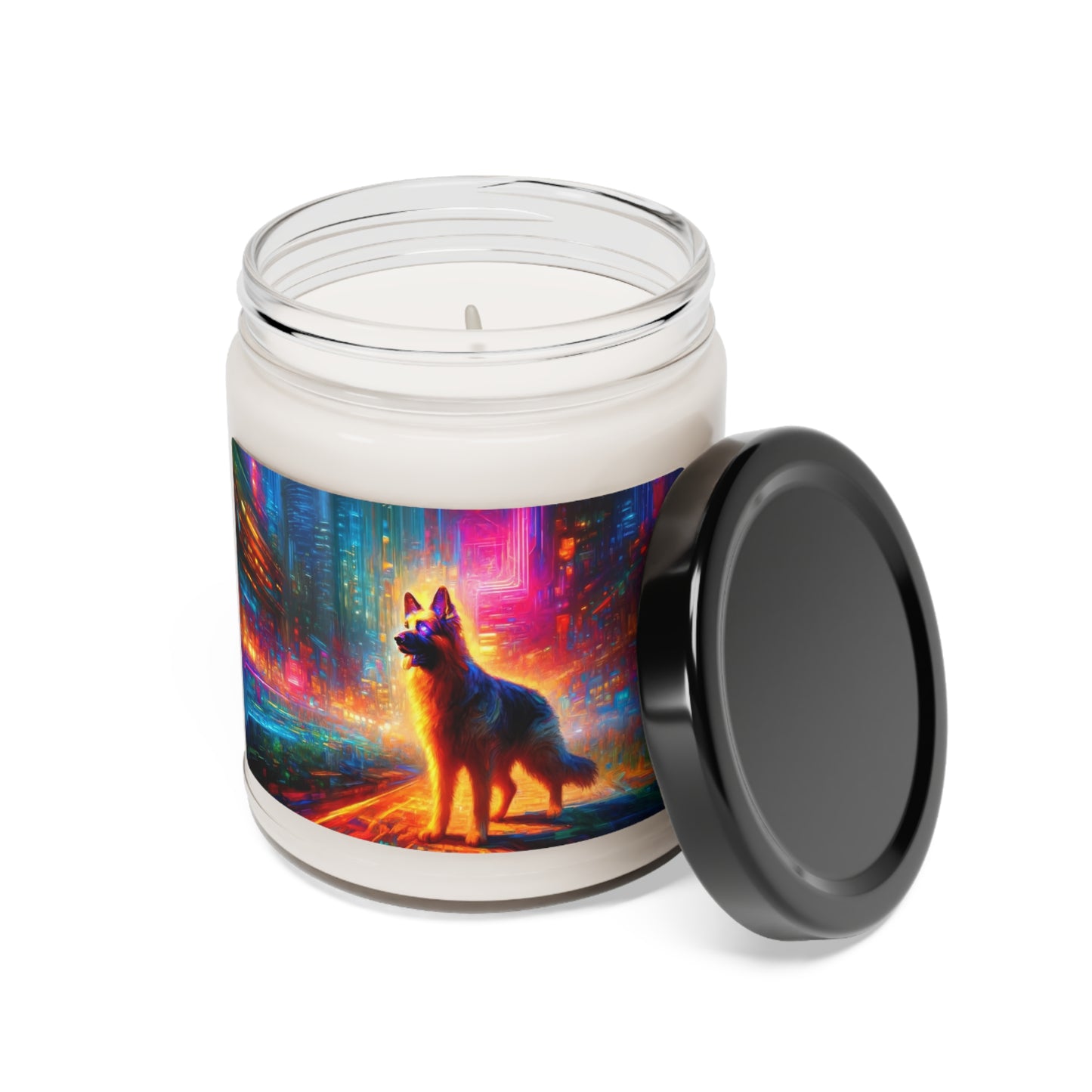 Neon light German Shepherd Scented Soy Candle, 9oz