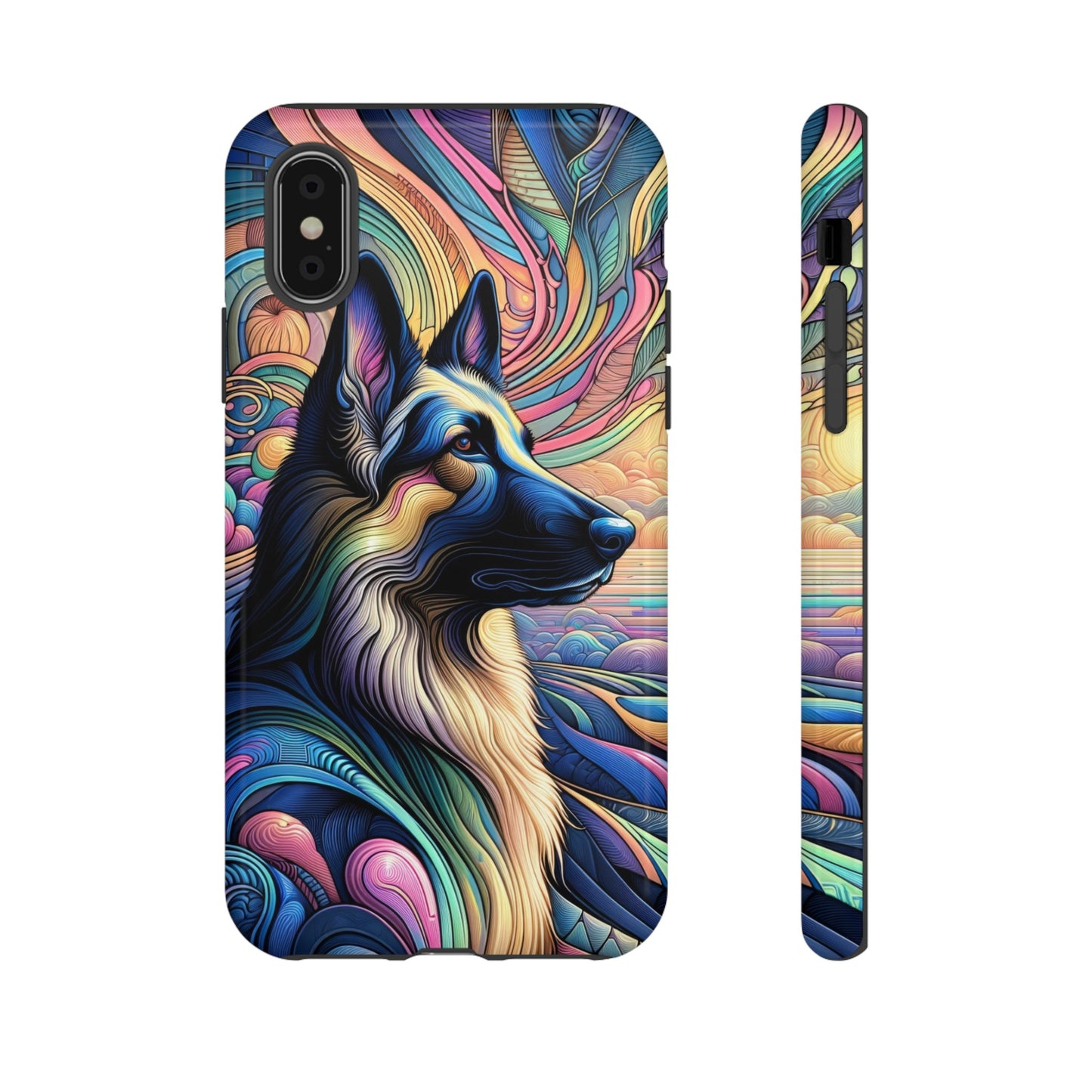 Art nouveau and vaporwave German Shepherd Phone Case