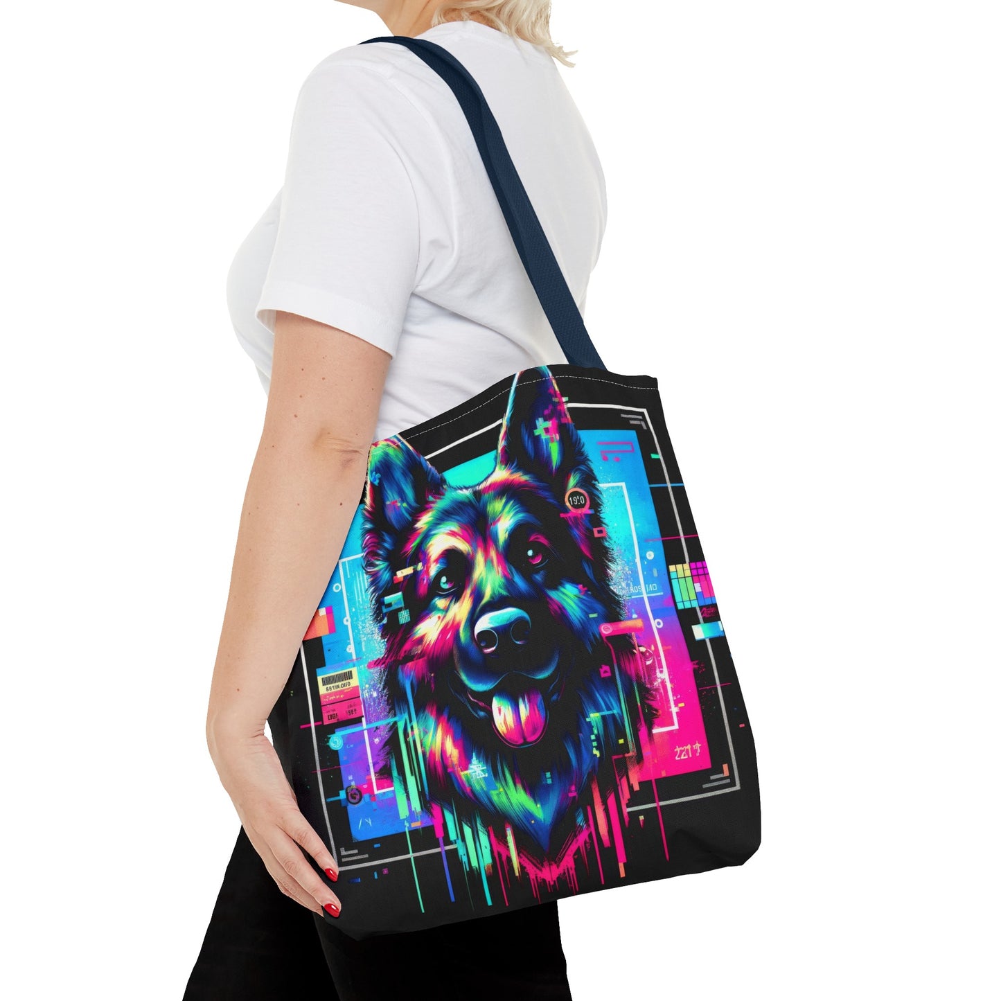 Neon graffiti German Shepherd Tote Bag