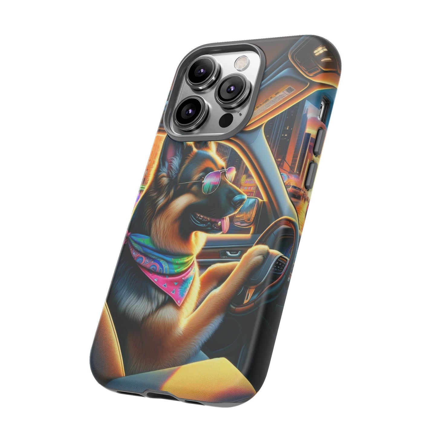 German Shepherd Driving a Car Phone Case