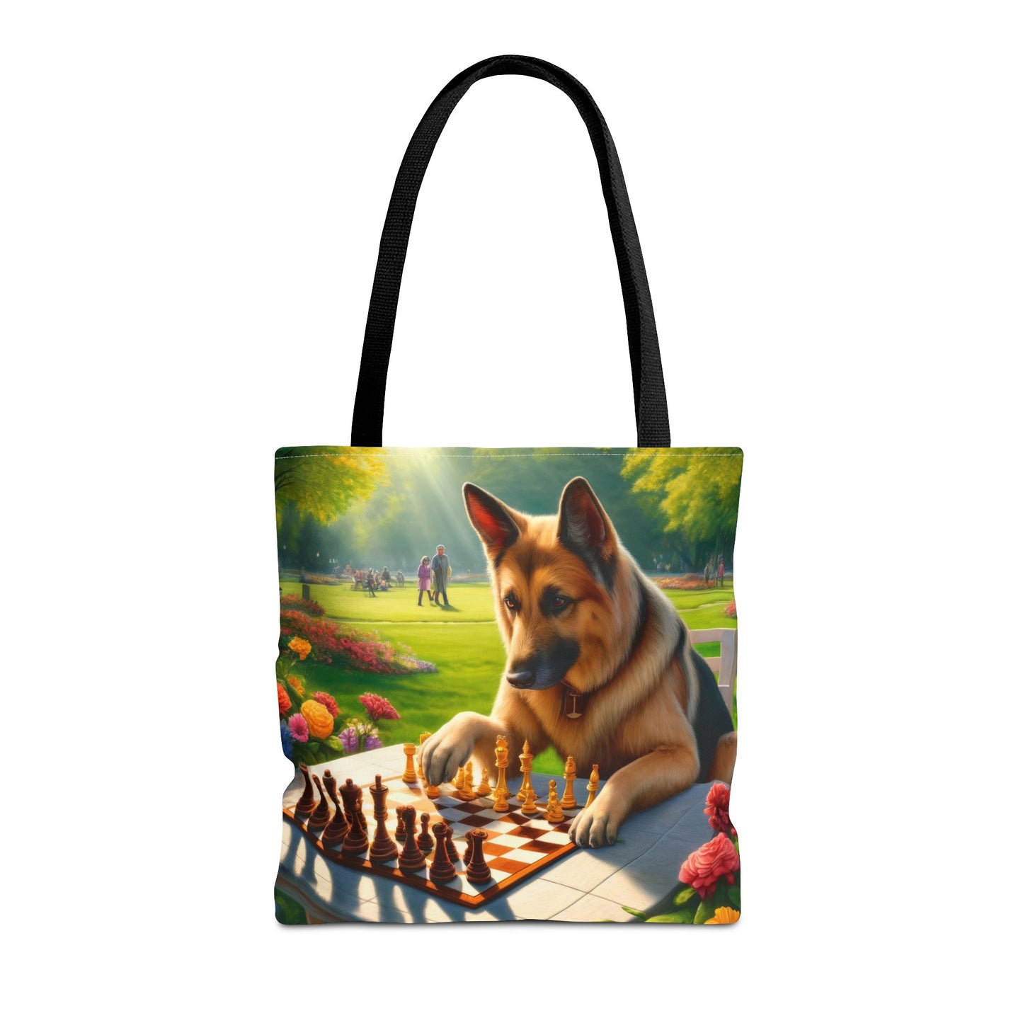 German Shepherd Playing Chess Tote Bag