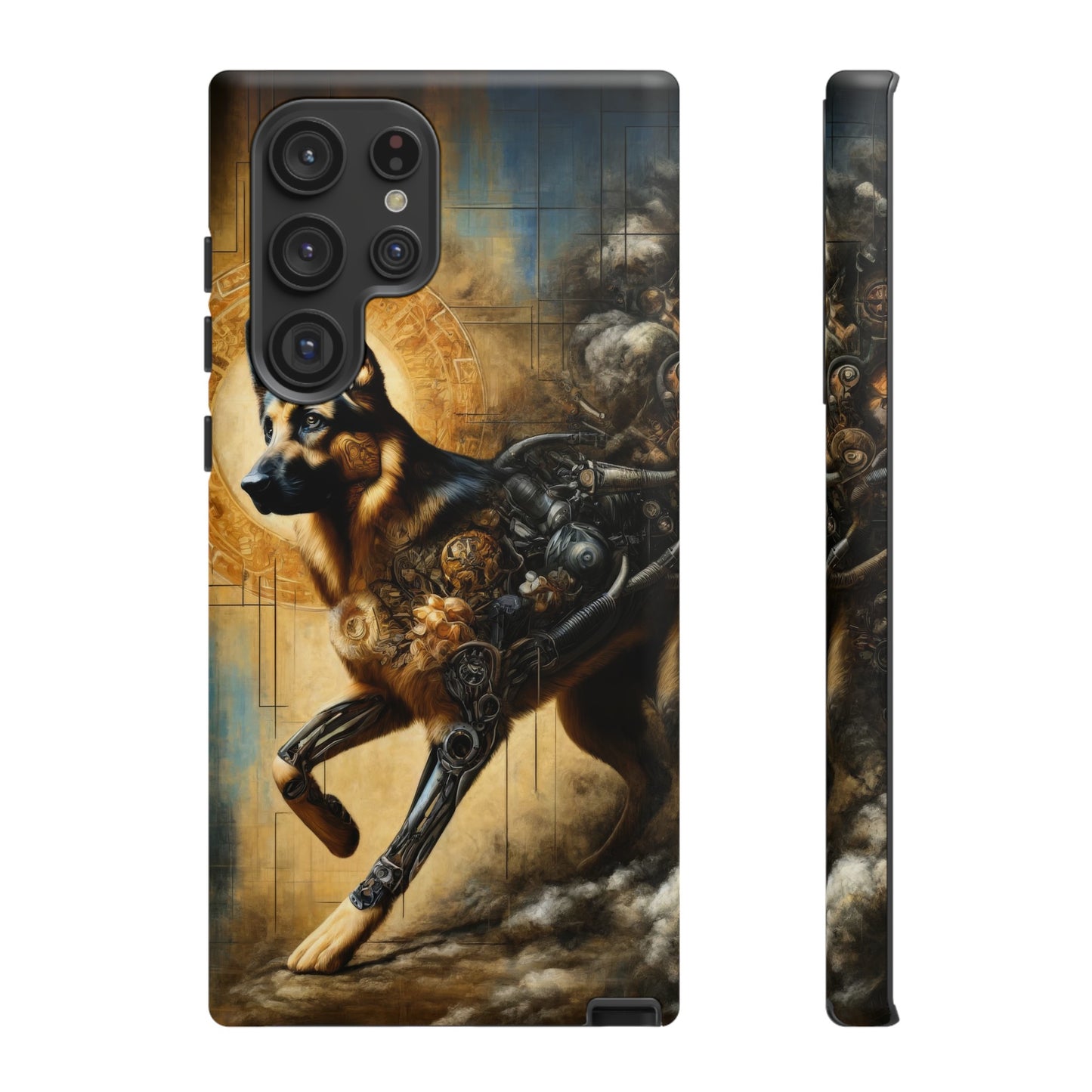 Byzantine, charcoal, and cybernetic German Shepherd Phone Case