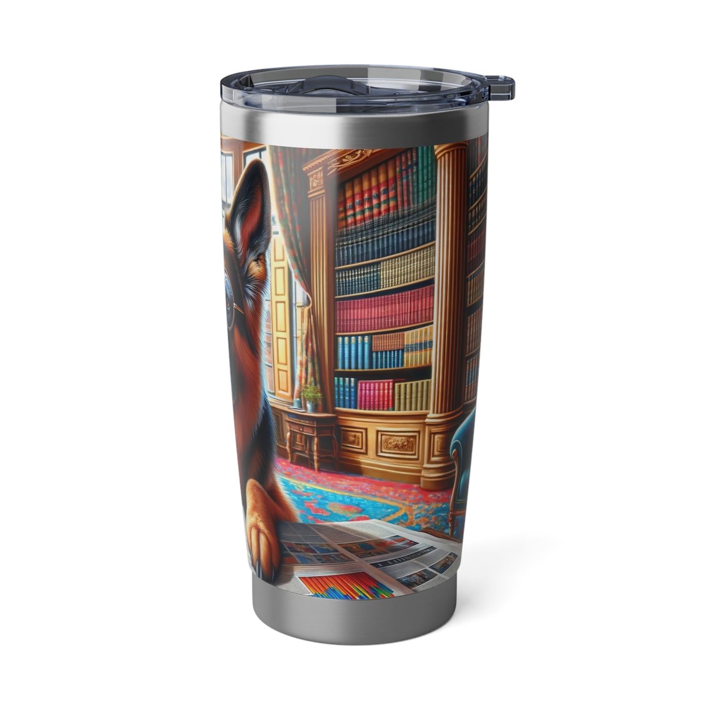 German Shepherd Reading a Newspaper 20oz Tumbler