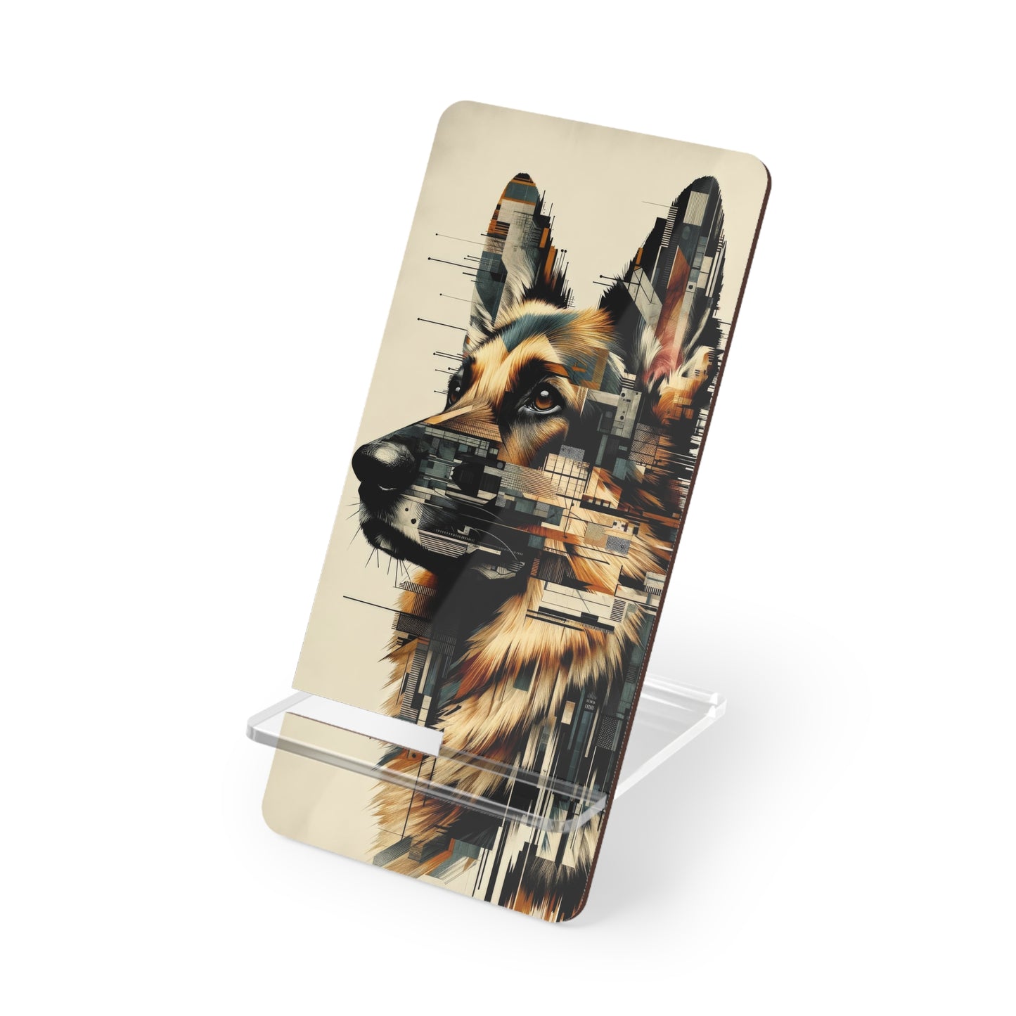 Constructivist and dadaist German Shepherd Smartphone Stand