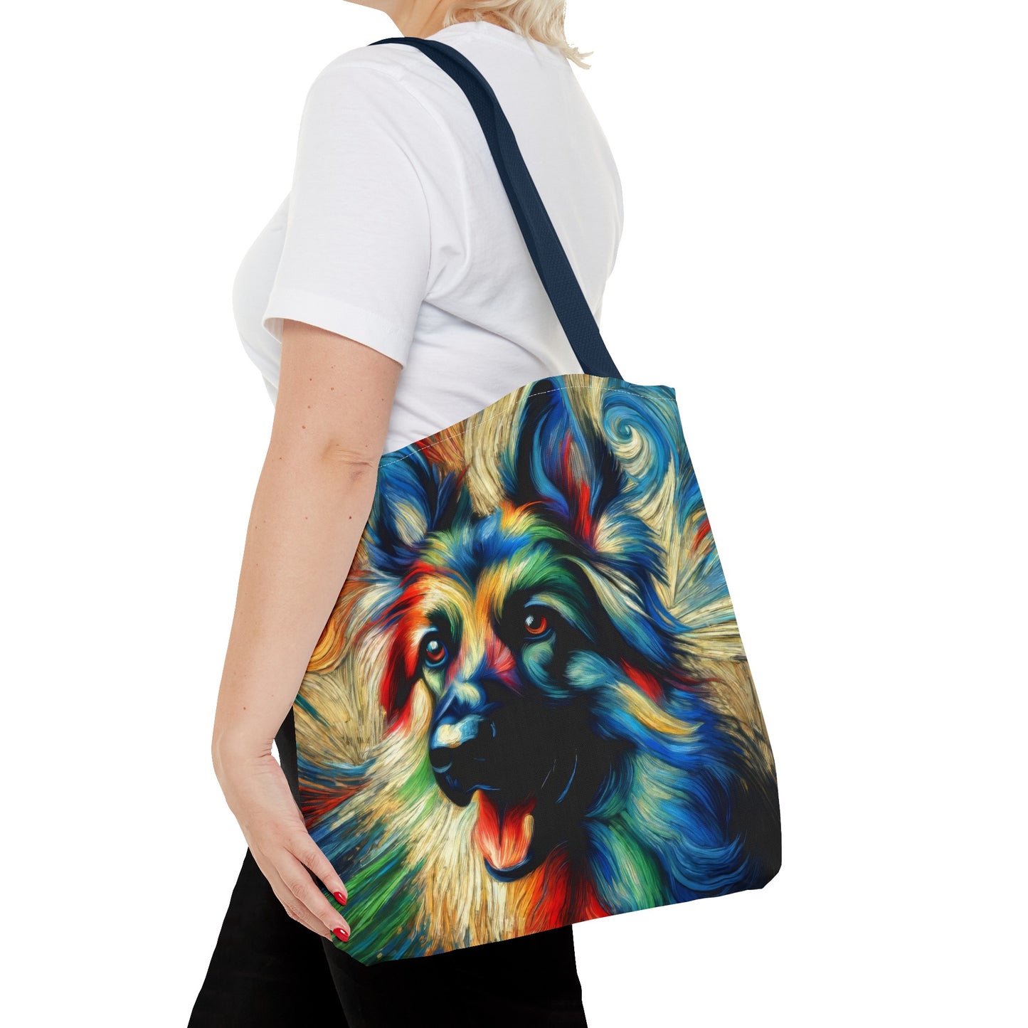 Fauvism scratchboard technique German Shepherd Tote Bag