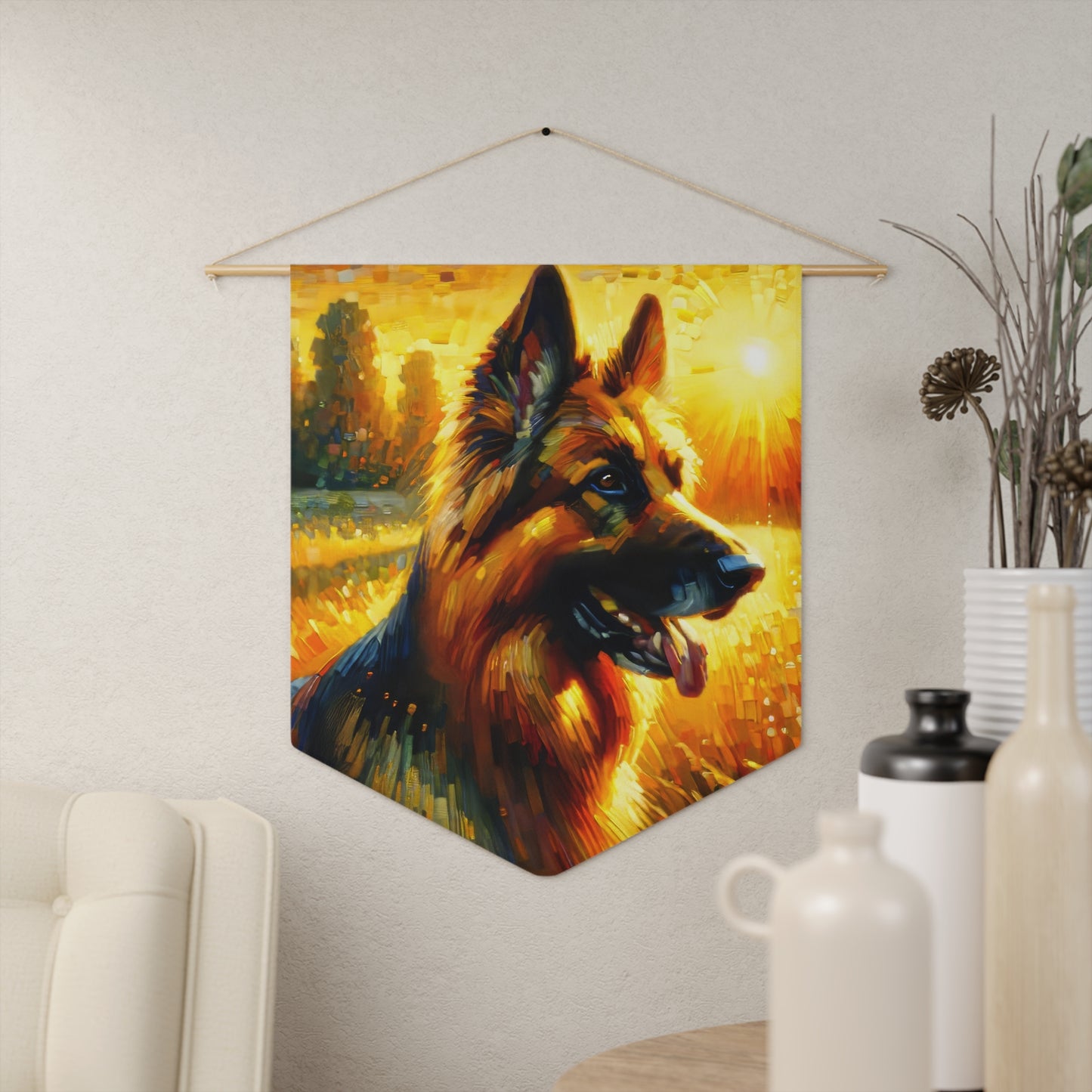 Golden hour and neo-impressionism German Shepherd Pennant