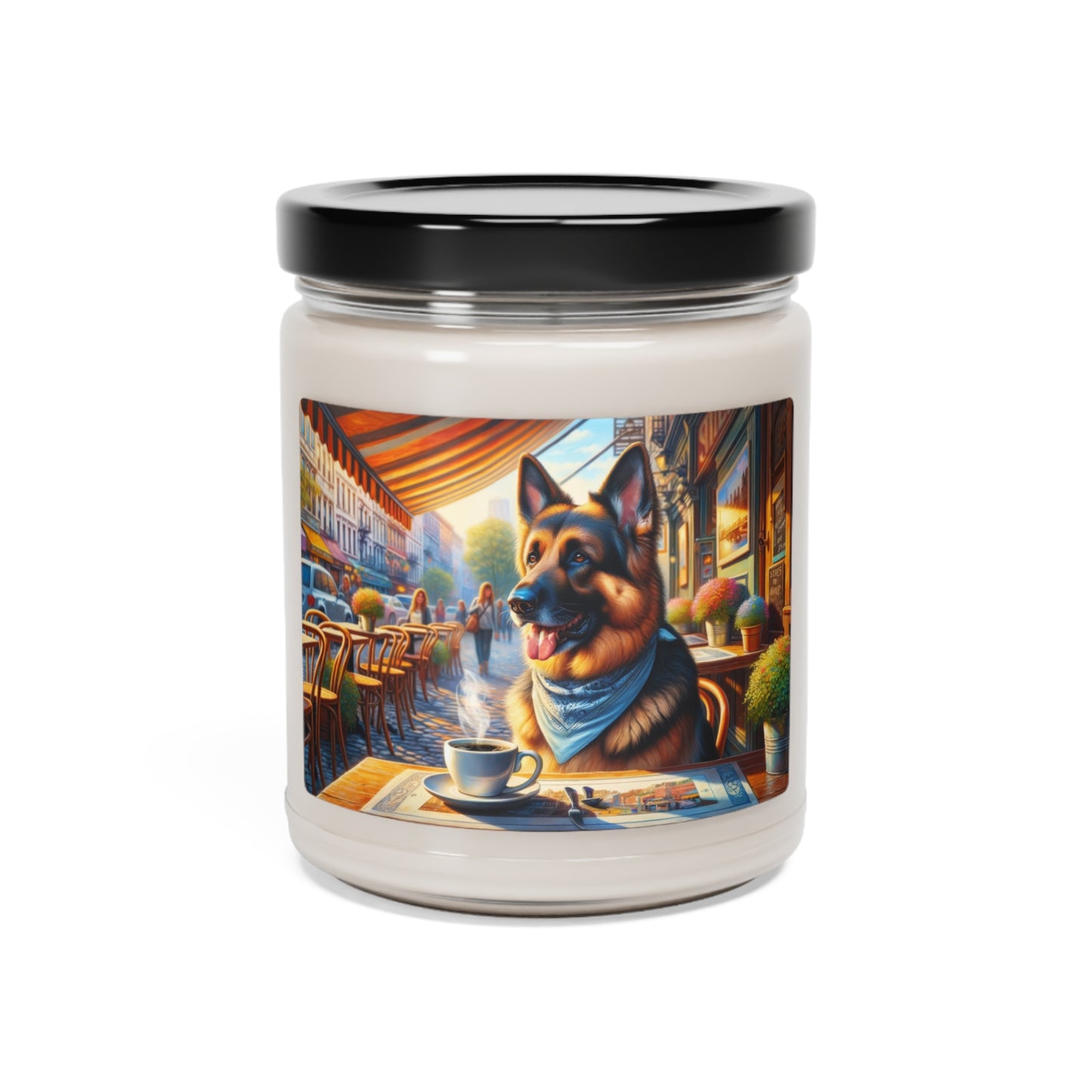 German Shepherd Drinking Scented Soy Candle, 9oz