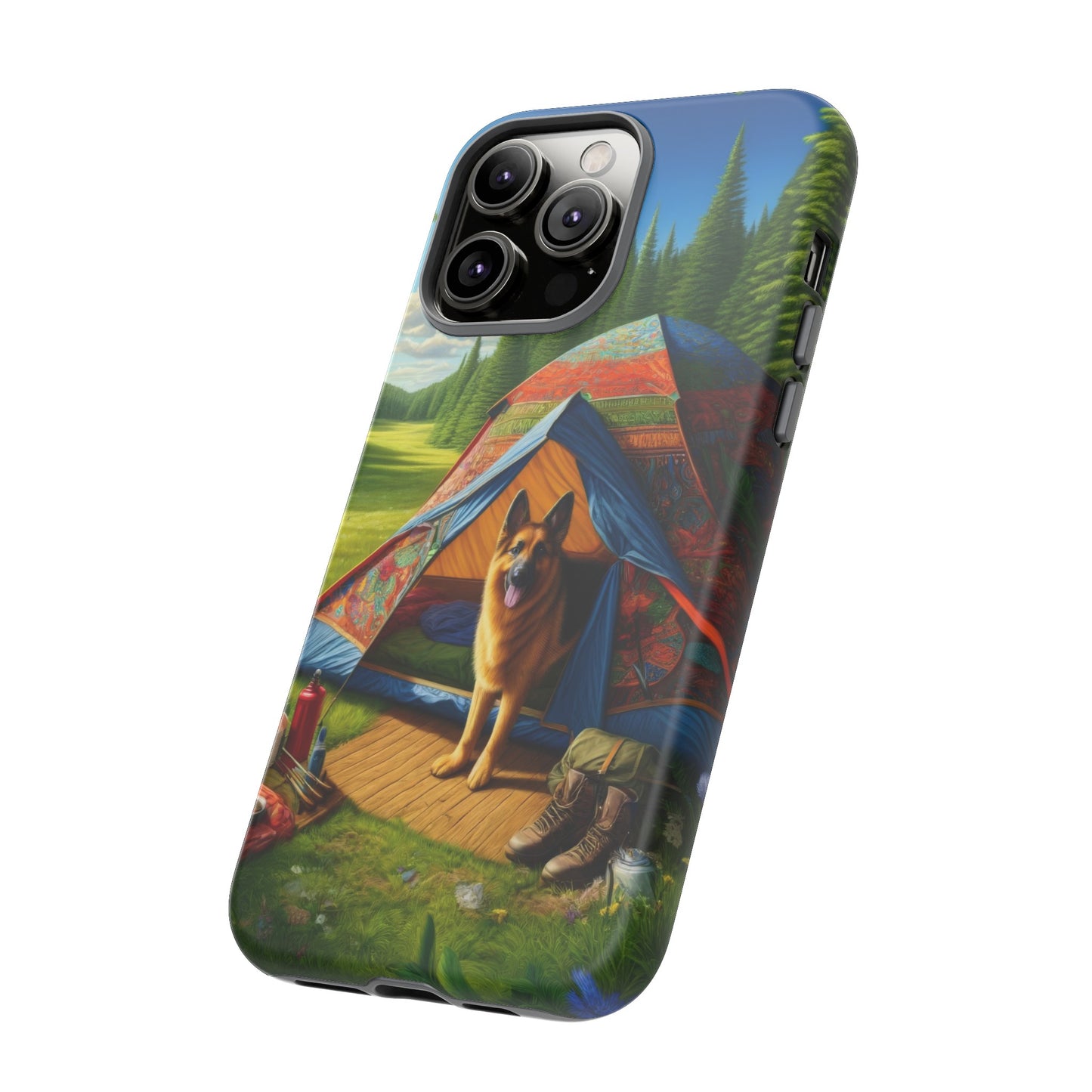 German Shepherd Camping  Phone Case