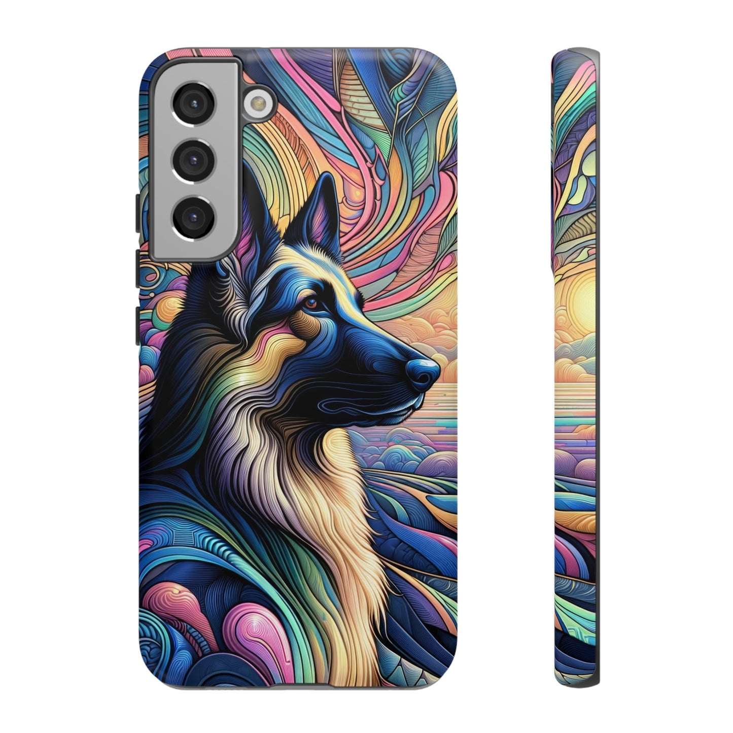 Art nouveau and vaporwave German Shepherd Phone Case