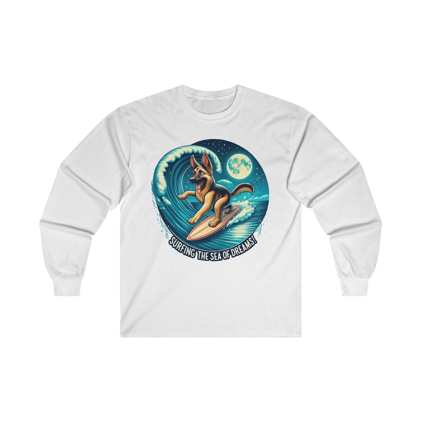 Surfing the Sea of Dreams Long Sleeve Shirt (20 colors) (German Shepherd)