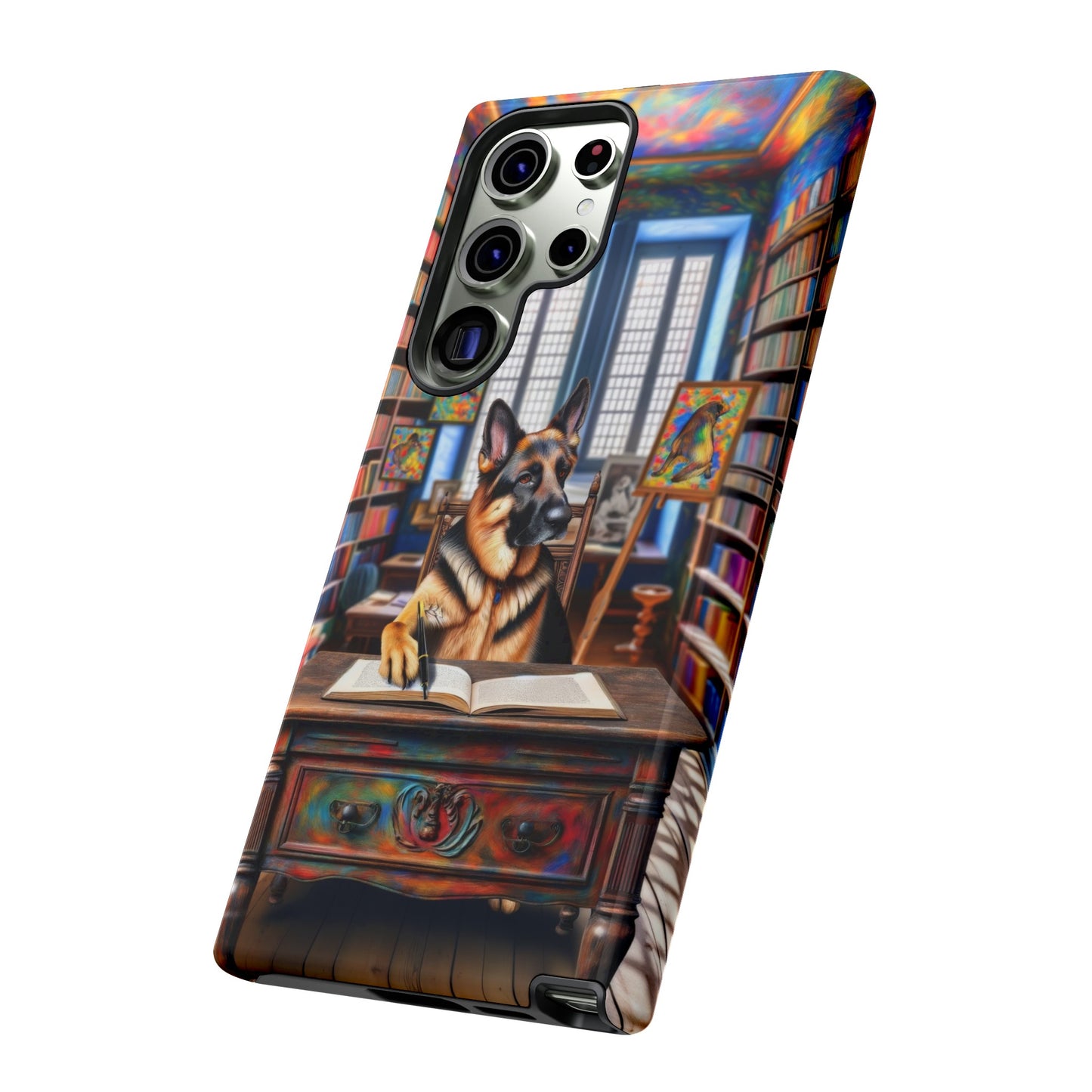 German Shepherd Writing a Book Phone Case