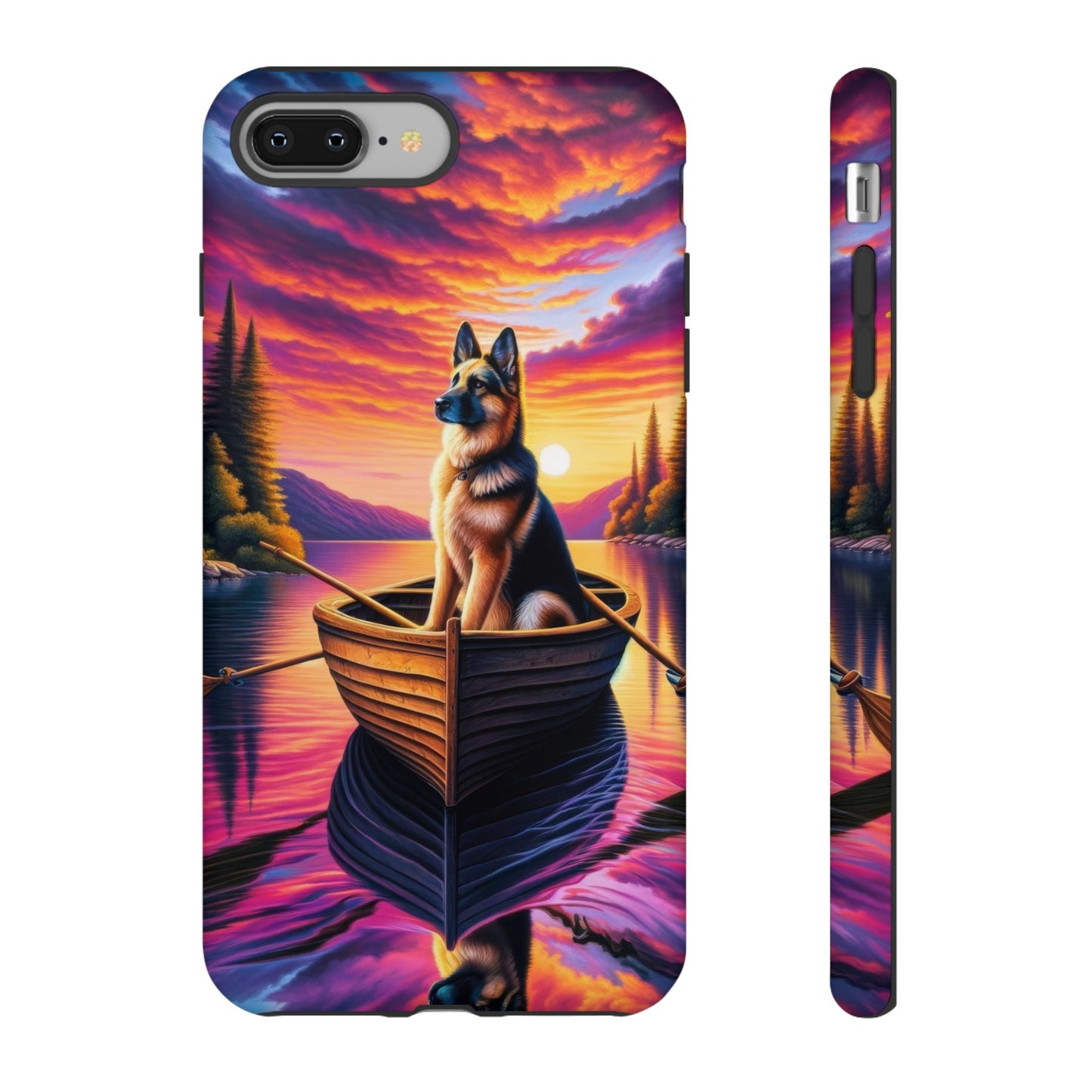 German Shepherd Rowing a boat Phone Case