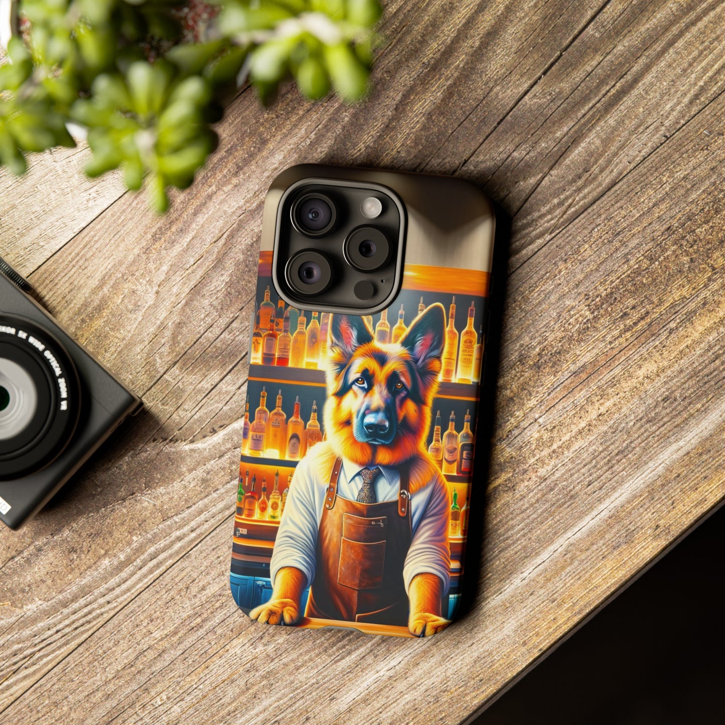 German Shepherd Tending a Bar Phone Case