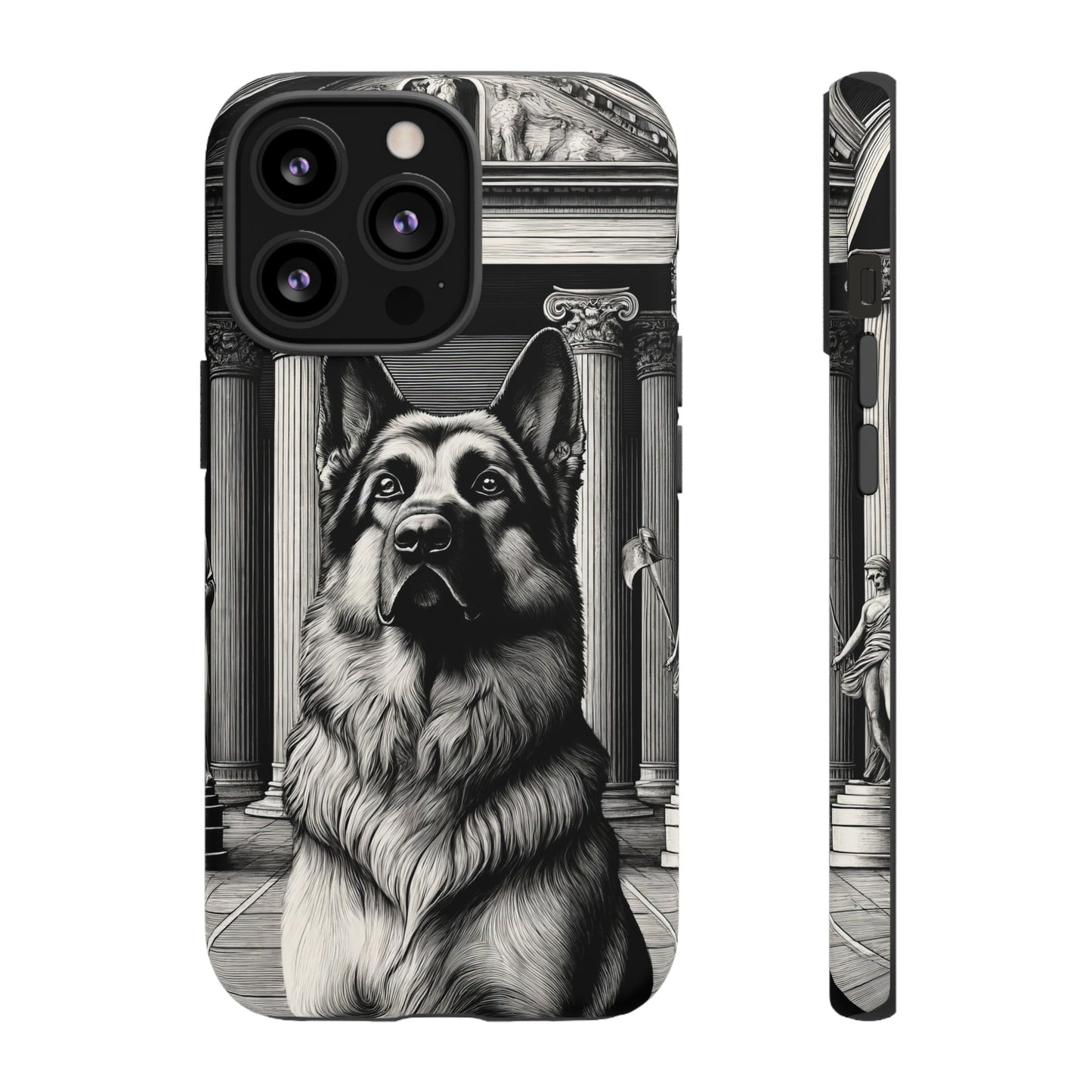 Etching and greco-roman German Shepherd Phone Case