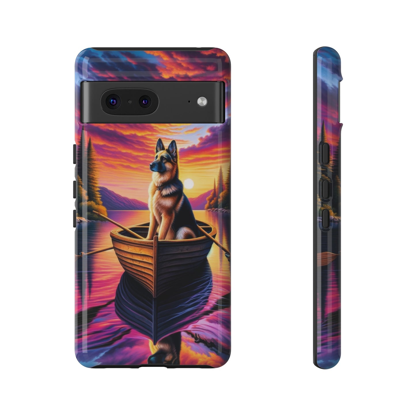 German Shepherd Rowing a boat Phone Case