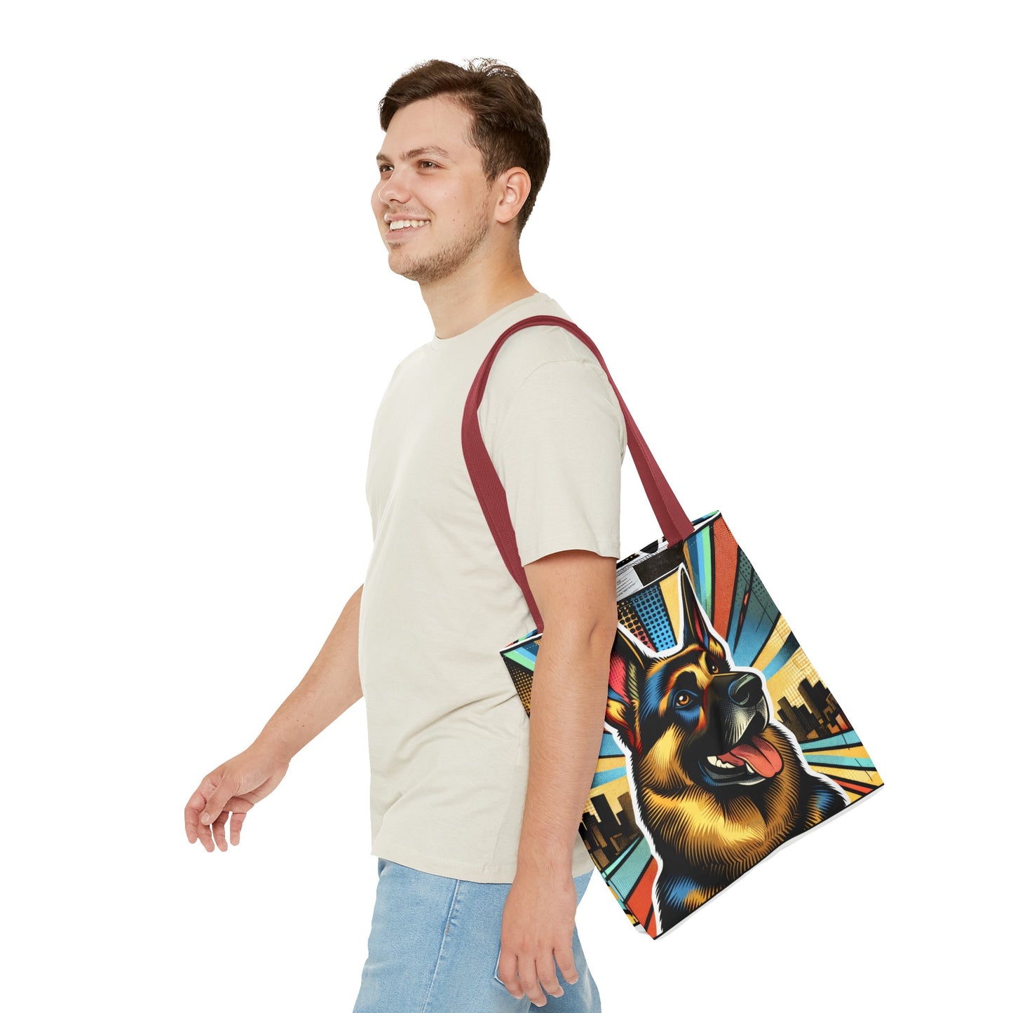 Comic style German Shepherd Tote Bag