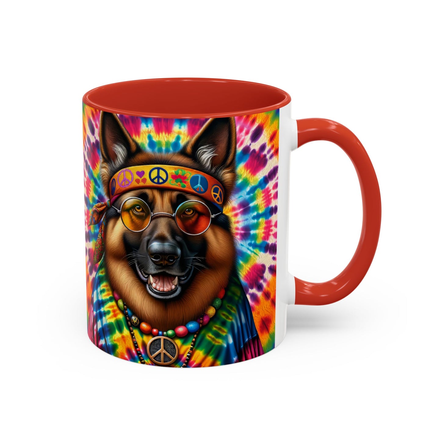 Hippie German Shepherd Accent Coffee Mug, 11oz