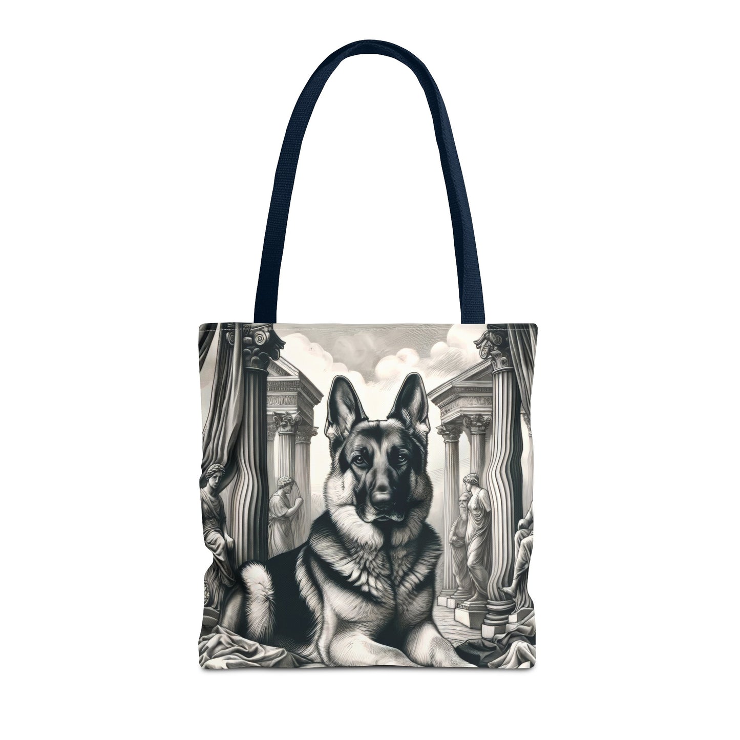 Etching and greco-roman German Shepherd Tote Bag