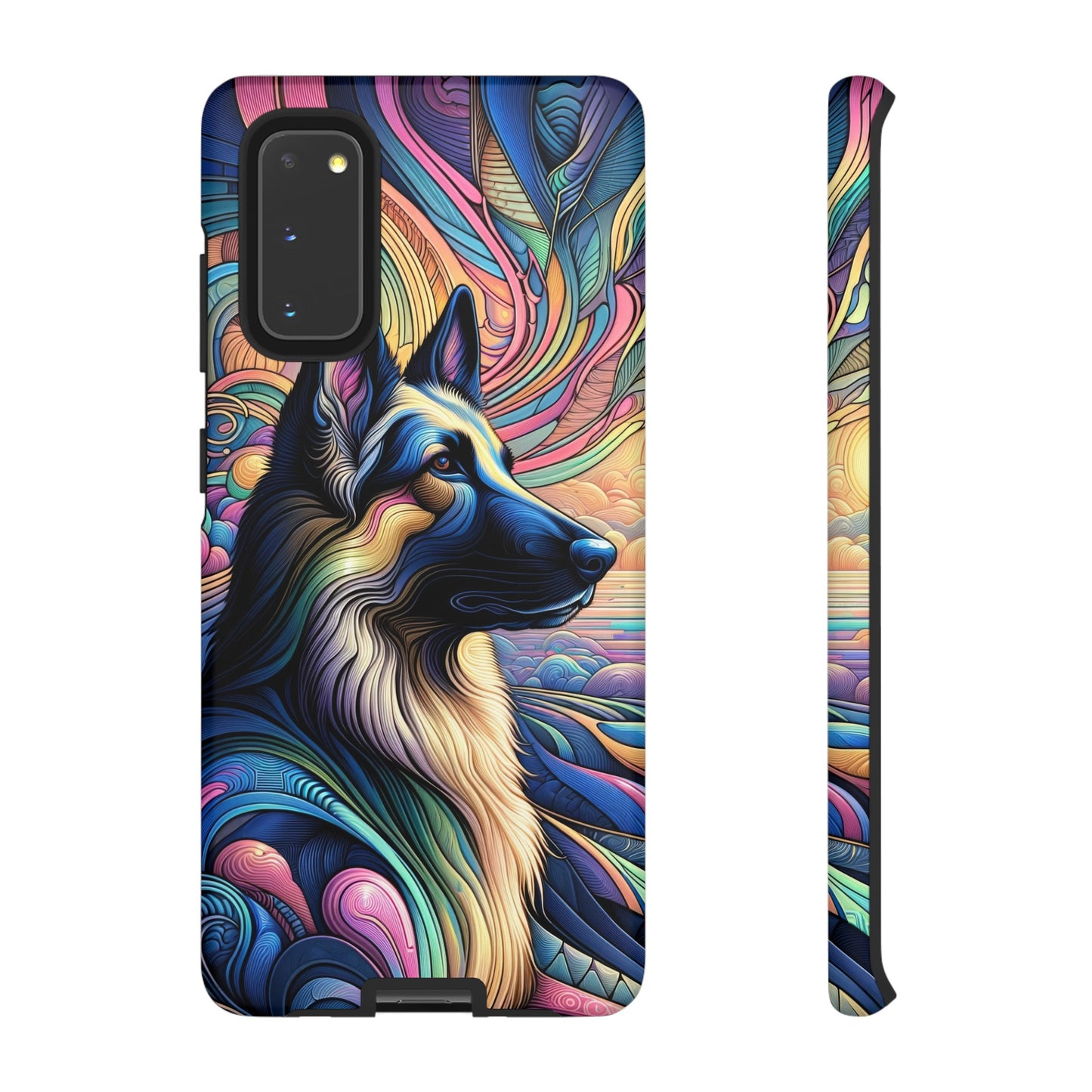 Art nouveau and vaporwave German Shepherd Phone Case