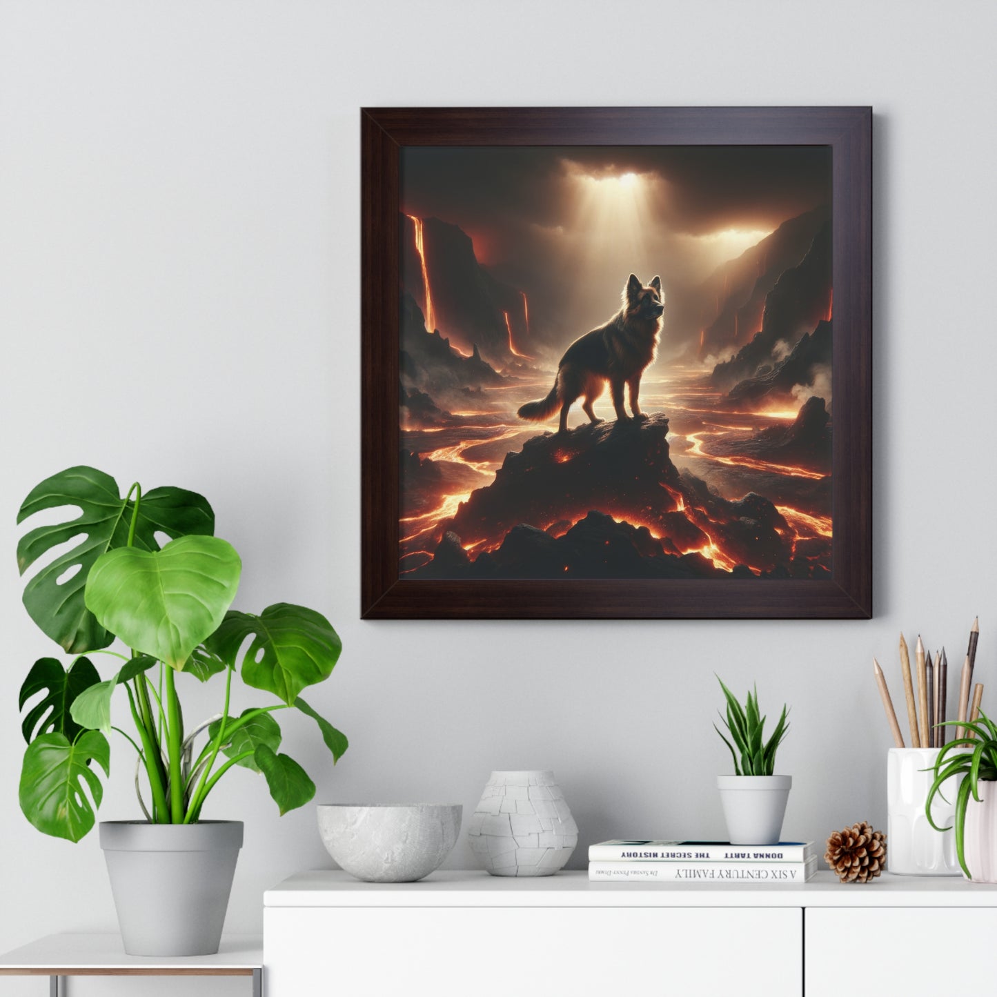 Concept art German Shepherd Framed Poster Painting 16x16